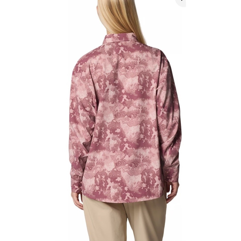 Columbia Elevated View Utility Long Sleeve Shirt Women's Pink Camo Gorpcore Sz L - Picture 2 of 16
